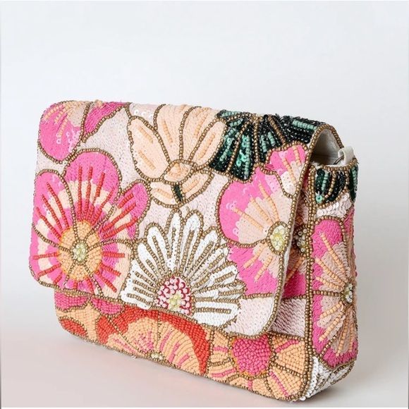 Lulus Floral Beaded purse with sequins - Picture 2 of 13